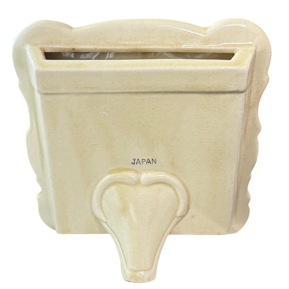 Vintage Ceramic Picture Frame‎ 5x5in Tan Heart Shape Embossed Folk Scene Japan